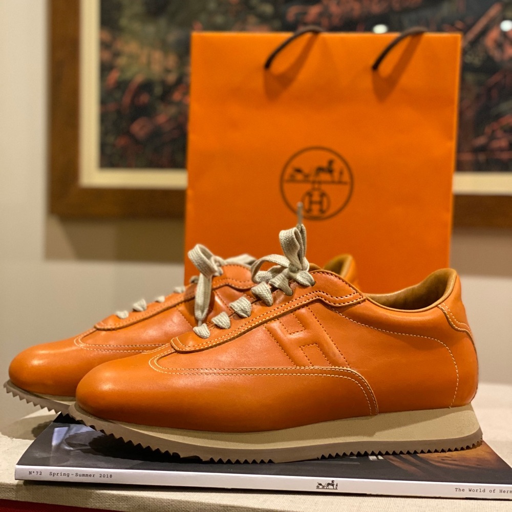 Hermes Russet Quicker Sneakers 39